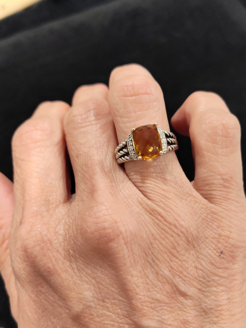 David Yurman Petite Wheaton Ring Citrine, Diamonds & Sterling Silver